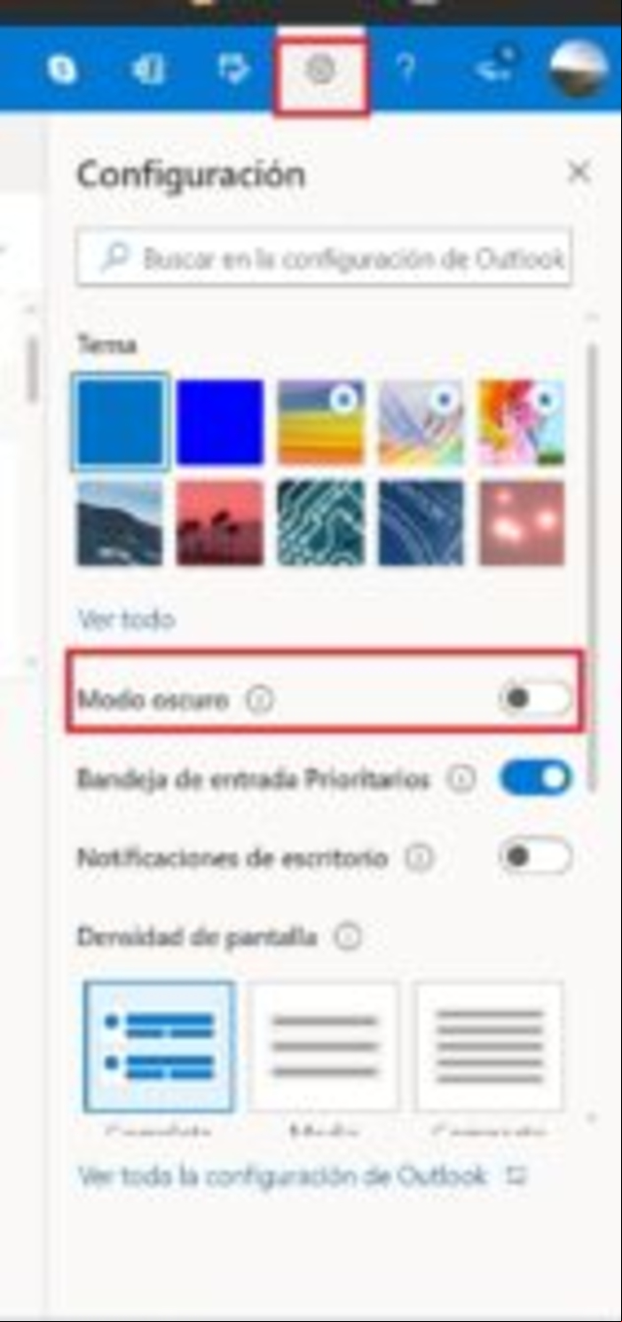 Cómo activar el modo oscuro en Hotmail / Outlook.com - Activar el modo oscuro en PC