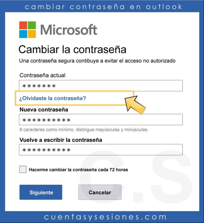 Cómo cambiar la contraseña del correo Outlook / Hotmail - Cambiar la contraseña sin saber la actual 