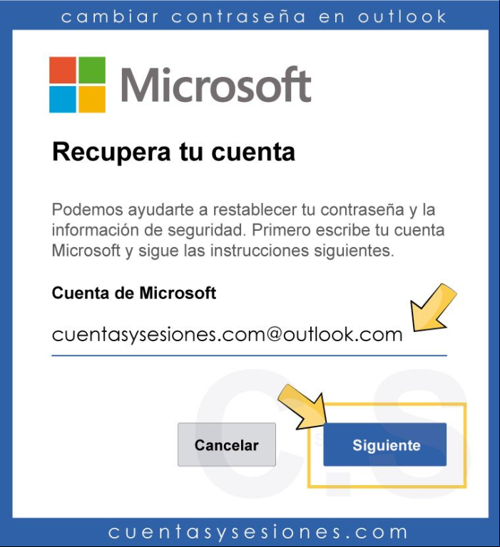 Cómo cambiar la contraseña del correo Outlook / Hotmail - Cambiar la contraseña sin saber la actual 
