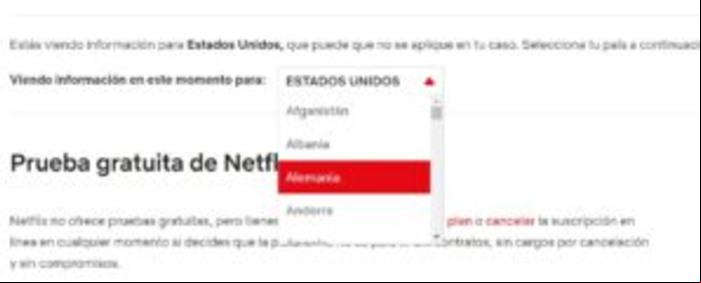 Cómo conseguir un mes gratis en Netflix - Verificar la disponibilidad del país