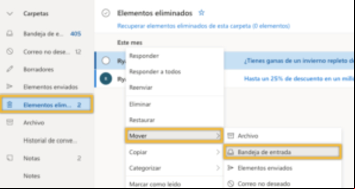 Cómo recuperar correos eliminados Hotmail (Outlook) - Recuperar correos Hotmail desde la Papelera de Eliminados