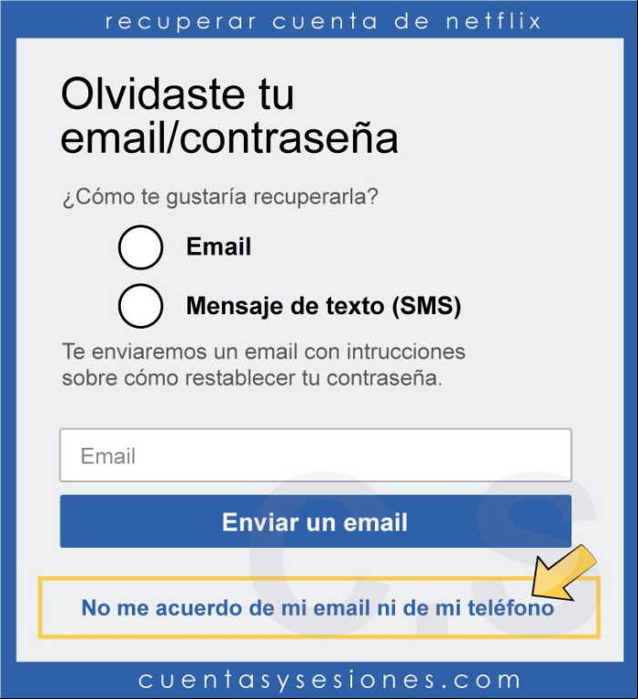 Cómo recuperar una cuenta de Netflix - Recuperar una cuenta de Netflix sin correo electrónico 