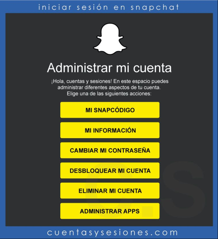 Iniciar sesión en Snapchat y entrar de forma segura - Aparecerá el menú de 